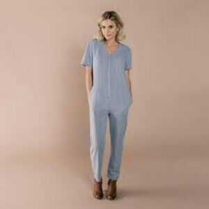 Rylee + Cru Chambray Utility Jumpsuit S